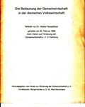 Die Bedeutung der Gemeinwirtschaft in der deutschen Volkswirtschaft