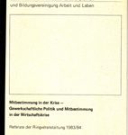 Mitbestimmung in der Krise - Gewerkschaftliche Politik und Mitbestimmung in der Wirtschaftskrise