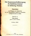 Die Zusammenschlußbewegung der ländlichen Arbeiter in Schleswig-Holstein